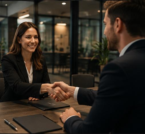 Entrevue de recrutement entre une candidate et un recruteur